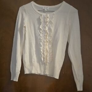 The Children's Place Cream Sweater with Ruffle Detail